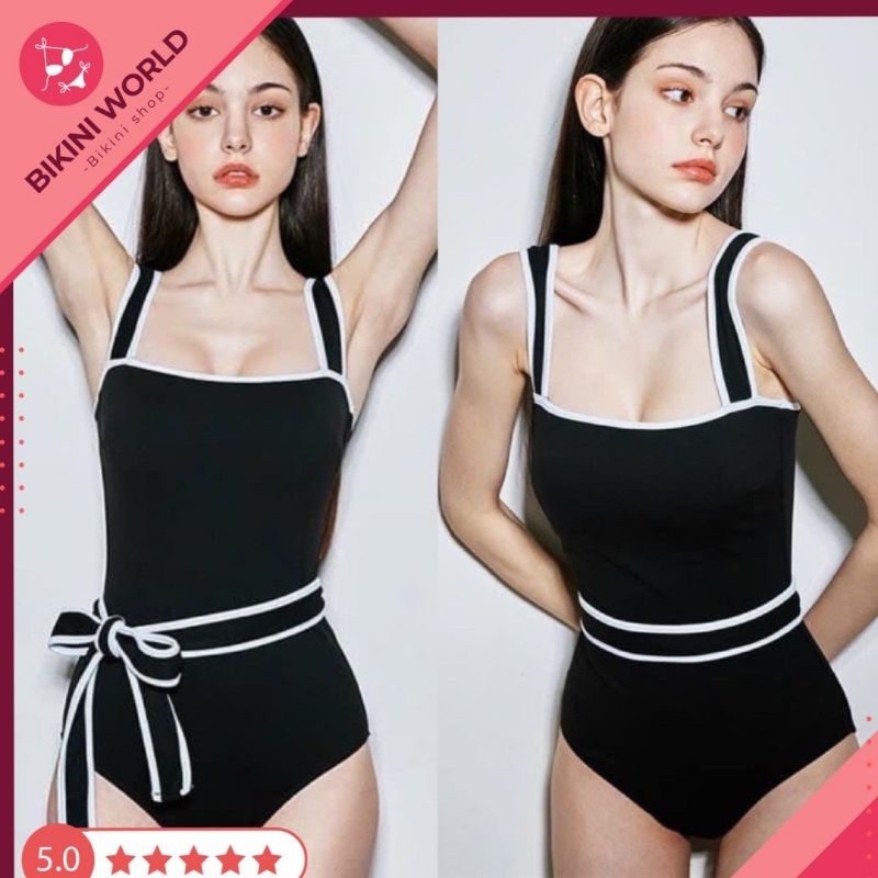 Bikini đồ bơi đi biển 1 mảnh kèm dây thắt nơ eo dáng bodysuit kín đáo trẻ trung phong cách | BigBuy360 - bigbuy360.vn