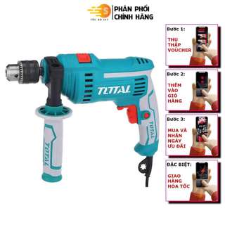 Máy khoan búa 13mm kèm 1 bộ than 810w total tg1081316e - chỉnh được tốc độ, đảo chiều, có chức năng búa - tốc độ 247