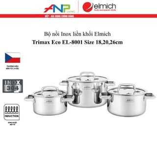 Bộ 3 Nồi Inox Liền Đáy Elmich Trimax ECO EL-8001 size 18, 20, 26cm