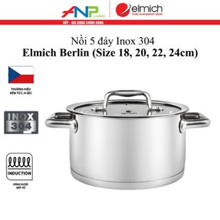 Nồi Elmich Berlin (Chất Liệu Inox 304, Cấu Tạo 5 Lớp Đáy Rời Size 18, 20, 22, 24 cm)