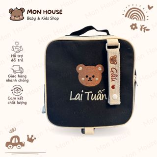 Balo thêu tên đi học cho bé mẫu giáo, balo đi học hàn quốc cho bé, balo mini cute ( màu đen )