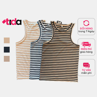 Áo ba lỗ nữ kẻ TIDA OFFICIAL Mềm Mịn Thoáng Mát Ôm Gọn Body HT04