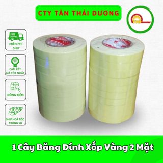 Sỉ 1 Cây - BĂNG DÍNH XỐP VÀNG 2 MẶT DÍNH. Các Kích Cỡ - Dài 4 mét