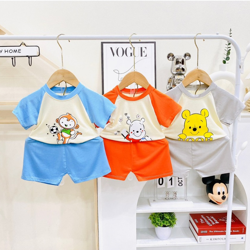 Bộ thun Lạnh Minkymom Cộc tay bé 6 -16kg mặc rộng rãi, hình in đẹp rõ nét, vải mềm co giãn tốt -C01