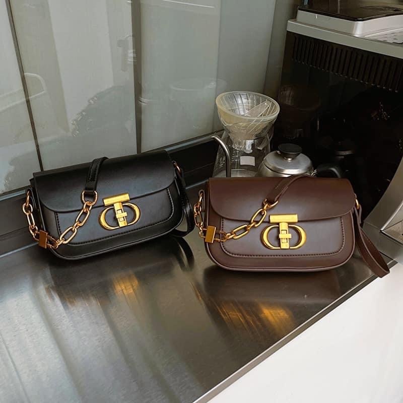 Túi xách nữ đeo chéo denim dáng thuyền phối xích vải bò_ TDC257