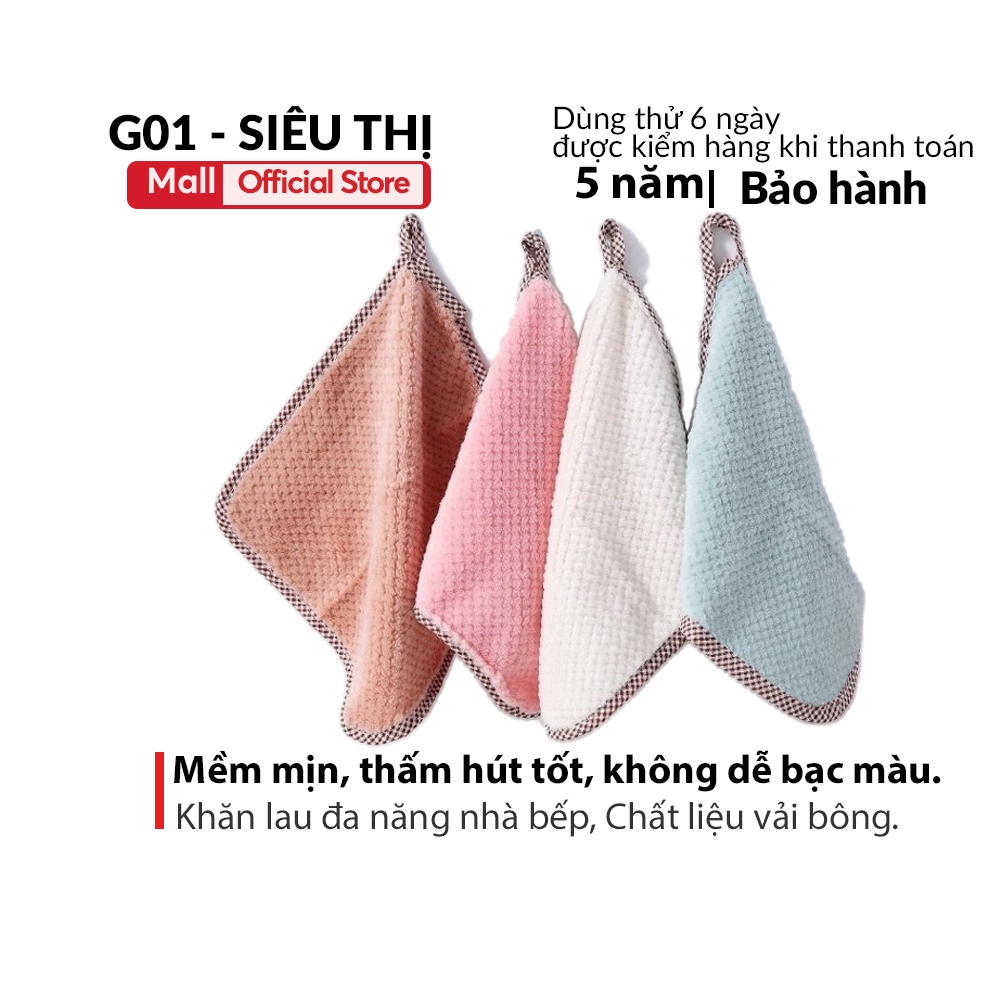 Khăn lau đa năng có móc treo, khăn lau nhà bếp có viền vải siêu thấm loại mới