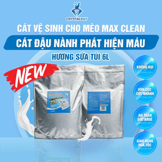  Cát vệ sinh cho mèo Max Clean - Cát Đậu Nành phát hiện máu trong chất thải (Hương Sữa) - Crystal Bay