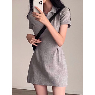Pass thanh lý đầm polo xám size S basic dễ mặc