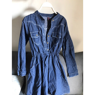 Pass váy jean cổ trụ dáng xoè size S chất mềm đẹp