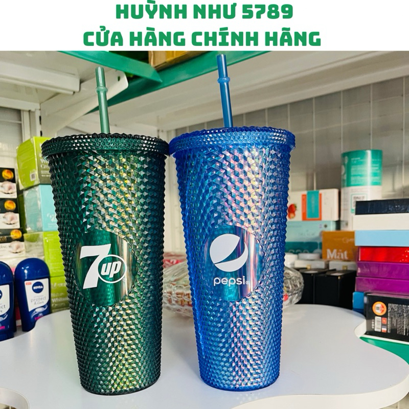 Ly kim cương vân đá 2 lớp giữ nhiệt 700ml nhựa an toàn