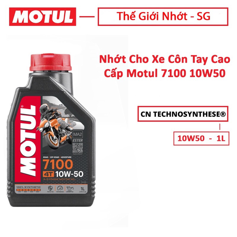 Nhớt MOTUL 7100 1Lít, dầu nhớt tổng hợp dành cho xe số, côn tay