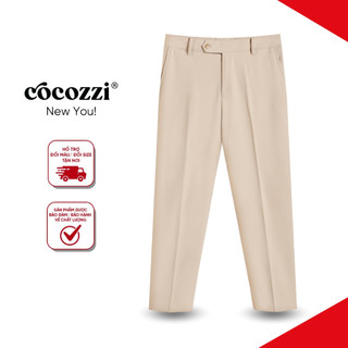 COCOZZI - Quần Âu Nam Ống Đứng Life Trousers Màu Beige (Màu Be) Chất Liệu 70% Kaki + 30% Cotton.