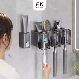 Combo khay nhôm + cốc đựng bàn chải đánh răng súc miệng, set khay + ly đánh răng đôi phòng tắm nhôm cao cấp