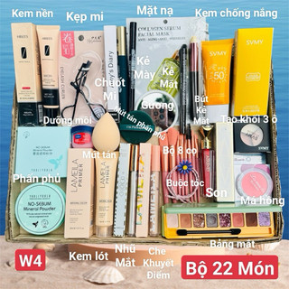  Bộ Trang Điểm LAMEILA  22 Món  Sản Phẩm Gồm Phấn Phủ,Xịt Khóa Nền,Kem Nền,Kem Chống Nắng,Kẻ Mắt,Kẻ Mày,Kẹp Mi... 