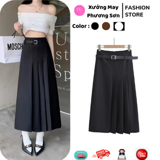  Chân Váy Xếp Ly Lưng Cao Dáng Dài Phong Cách Hàn Quốc MS09