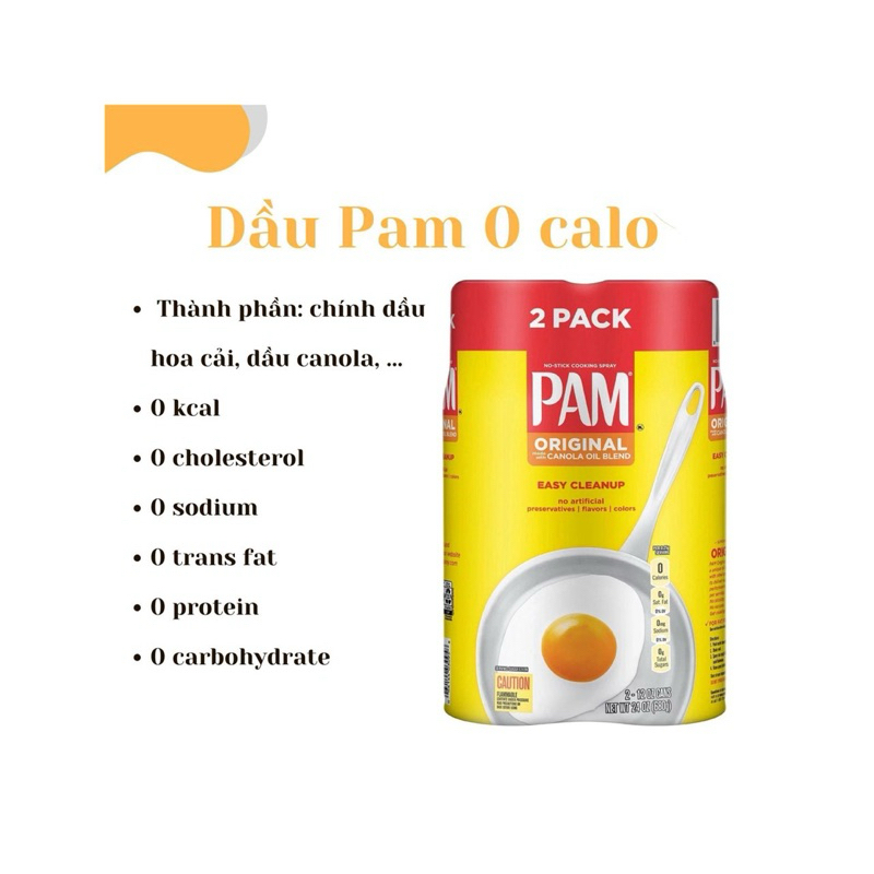 Dầu Xịt  Pam 12oz không calo dành cho người ăn kiêng, eatclean