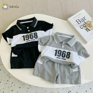  Bộ quần áo COTTON 1968 gồm áo ngắn tay có cổ và quần đùi cho bé trai từ 8-28Kg
