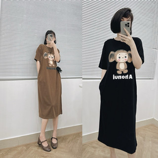 Váy phông in hình chú khỉ Monkey chất cotton mát co giãn 4 chiều thích hợp mặc hàng ngày đi chơi dạo phố