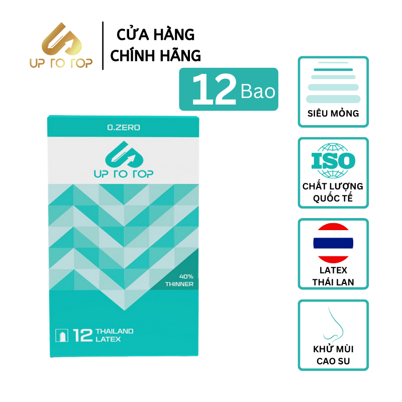 Bao Cao Su UP 0.ZERO Siêu Mỏng Hộp 12 bao + Tặng Hộp 3 + Tặng 10 khẩu trang 4D Hello Mask