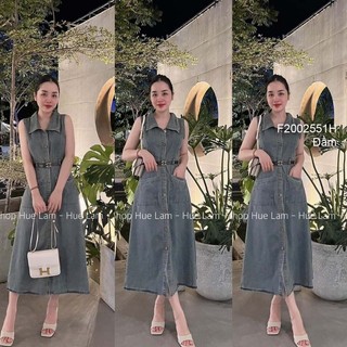 Đầm jean xòe gài nút sát nách 2806 E