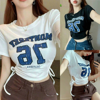 Áo Thun Tay Ngắn Croptop MONTEREY 76 Rút Khoen Eo