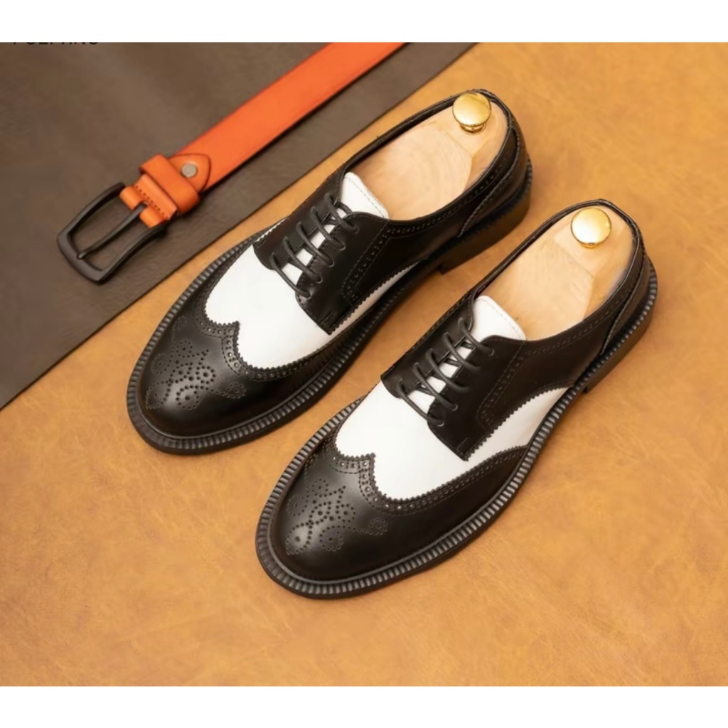 Giày da nam công sở cao cấp da bò nhập khẩu Derby Wingtip brogue Handmade TDK Shoemaker chính hãng bảo hành 12 tháng
