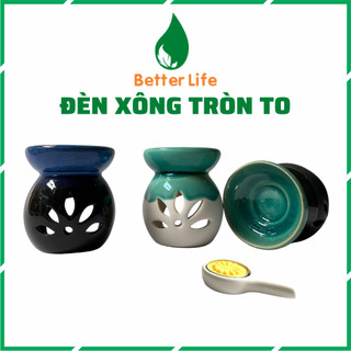 Đèn xông tinh dầu đốt bằng nến gốm sứ Bát Tràng men xanh ngọc miệng sâu- Better Life