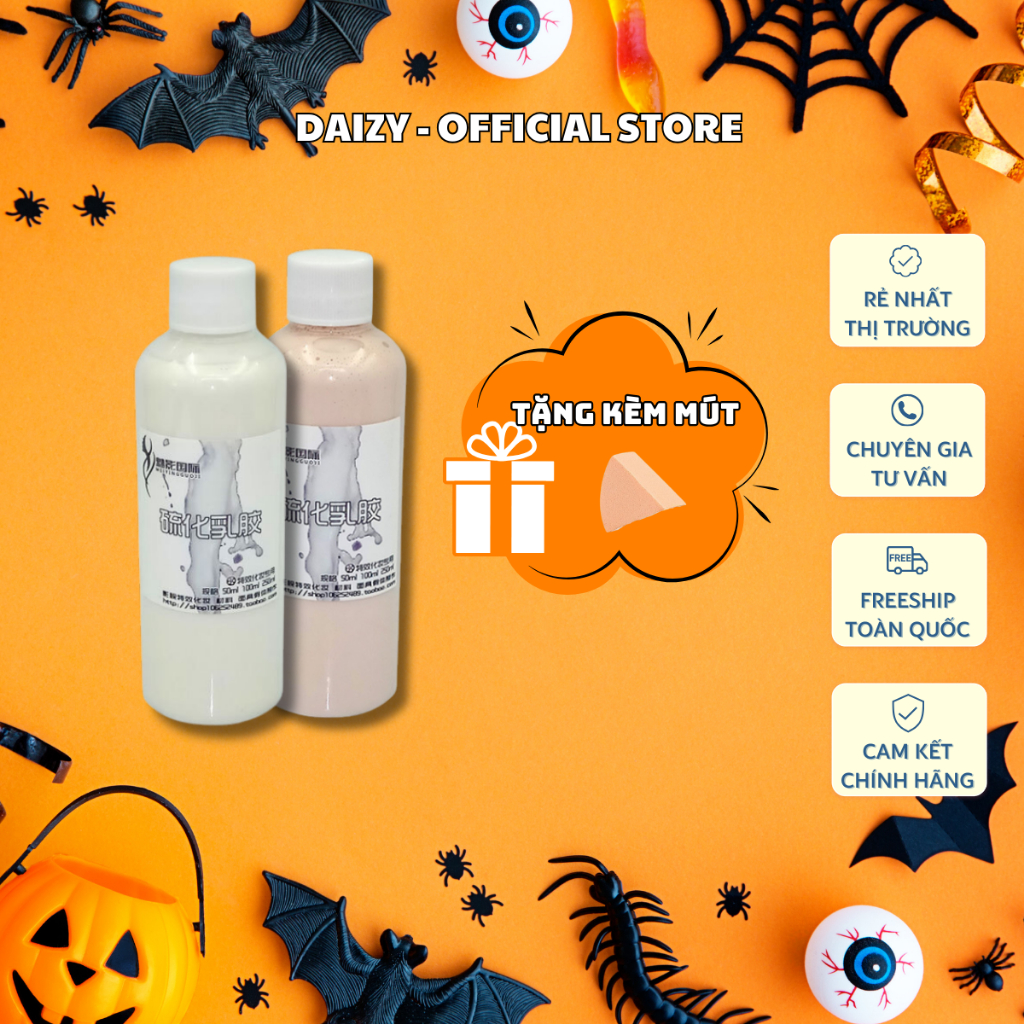 Liquid latex SFX Dung Dịch Hóa Trang Giả Da Vết Rách, Vết Bỏng, Da Nhăn, Lão Hóa - Kèm Mút Đánh