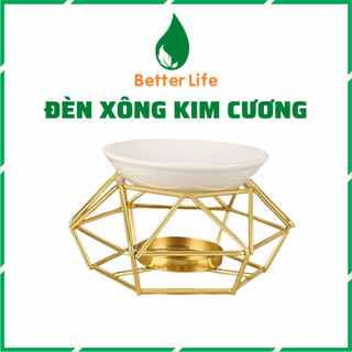 Đèn xông tinh dầu đốt nến tealight chân sắt dáng kim cương sang trọng - Better Life