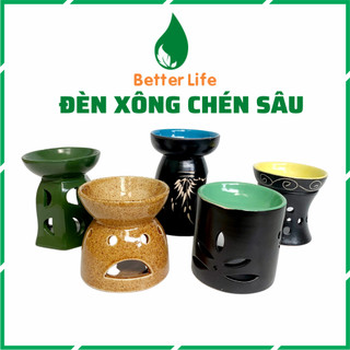 Đèn xông tinh dầu đốt bằng nến tealight gốm sứ Bát Tràng miệng sâu chứa nhiều nước