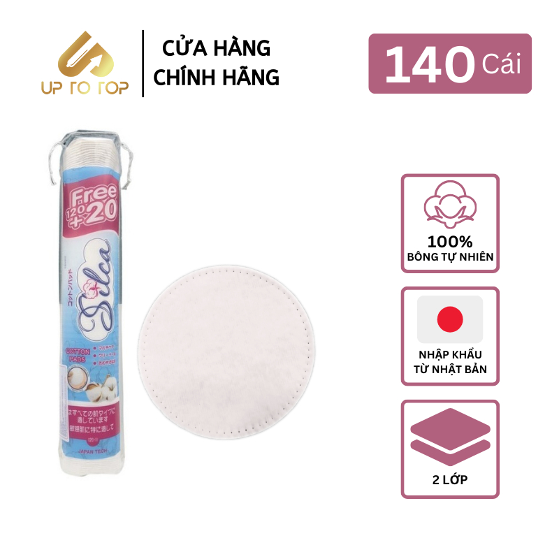 Bông Tẩy Trang 2 lớp 100% Bông Tự Nhiên Silca 140 Miếng