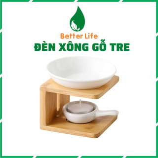 Đèn xông tinh dầu đế gỗ khắc laze sang trọng đốt bằng nến tealight - Better Life