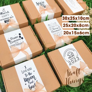 Hộp đựng quà kraft nhiều chủ đề - Hộp quà tặng giáng sinh kèm rơm lót H01 Kraft Things