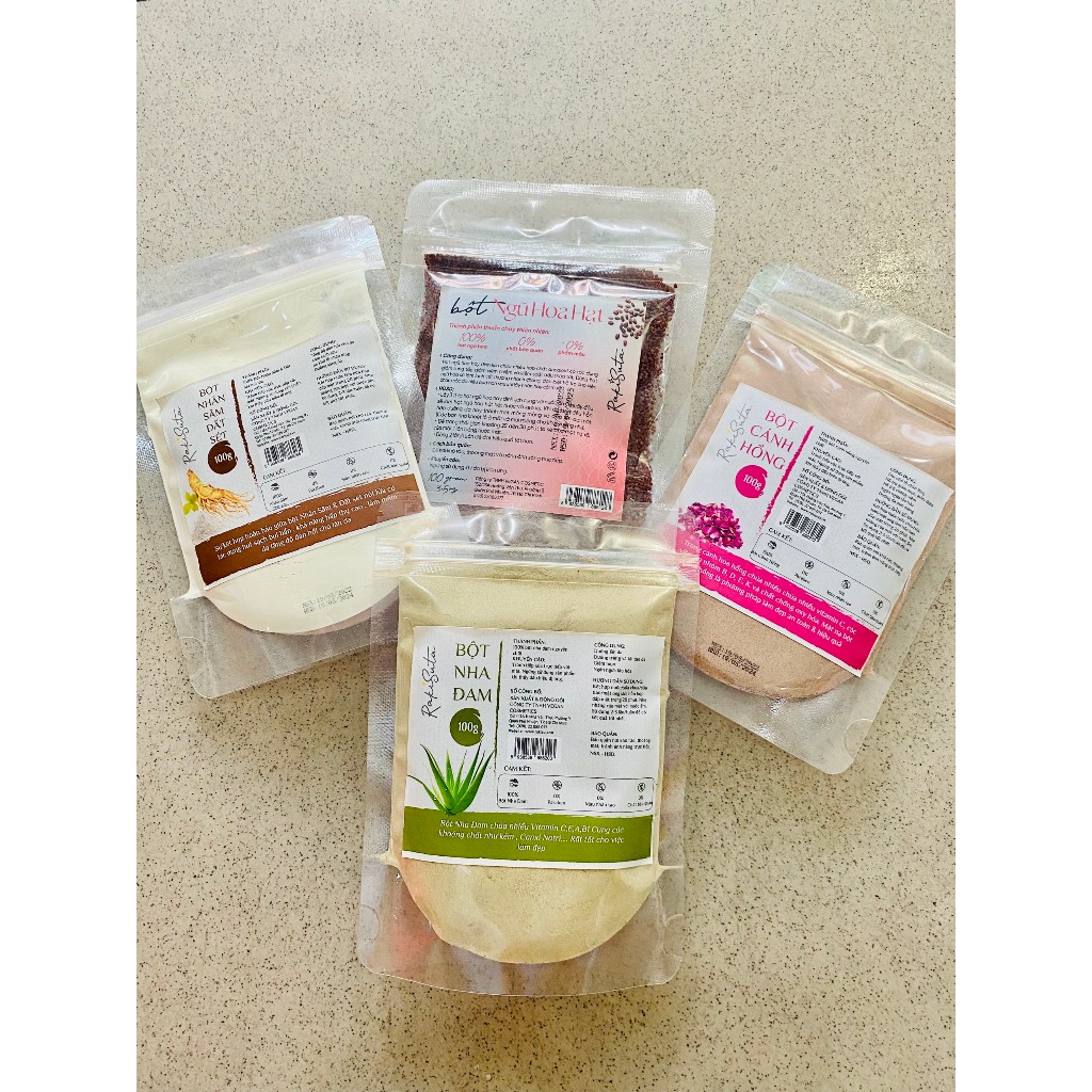 Bột đắp mặt nha đam , đất xét , hạt ngũ hoa , hoa hồng nguyên chất RAKISUTA , dưỡng trắng tái tạo da