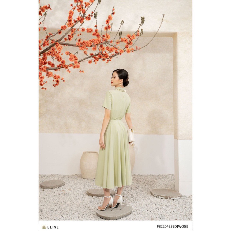 Đầm xanh cốm vạt eo Elise size M