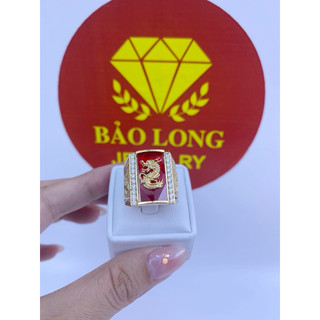 Nhẫn rồng nam đại bàng đá đỏ mạ vàng 18k bền đẹp