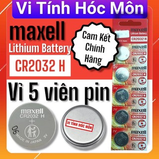 Vỉ 5 viên pin maxell cr2032 chính hãng cho remote xe máy, xe hơi, máy tính 2032 cmos pin maxell 2032