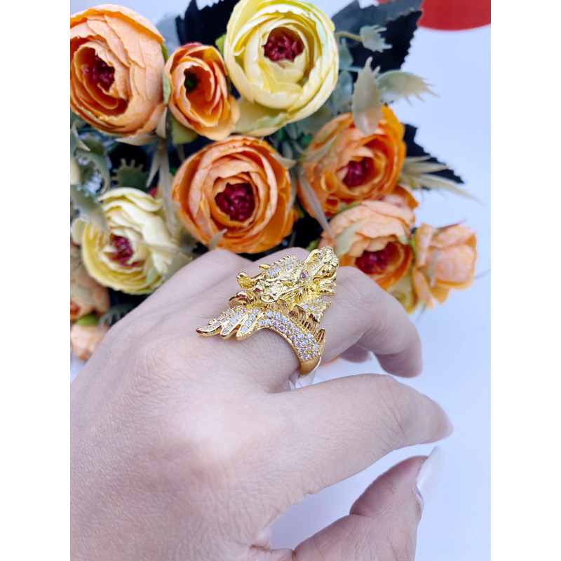 Nhẫn nam đầu rồng vip mạ vàng 18k bền đẹp