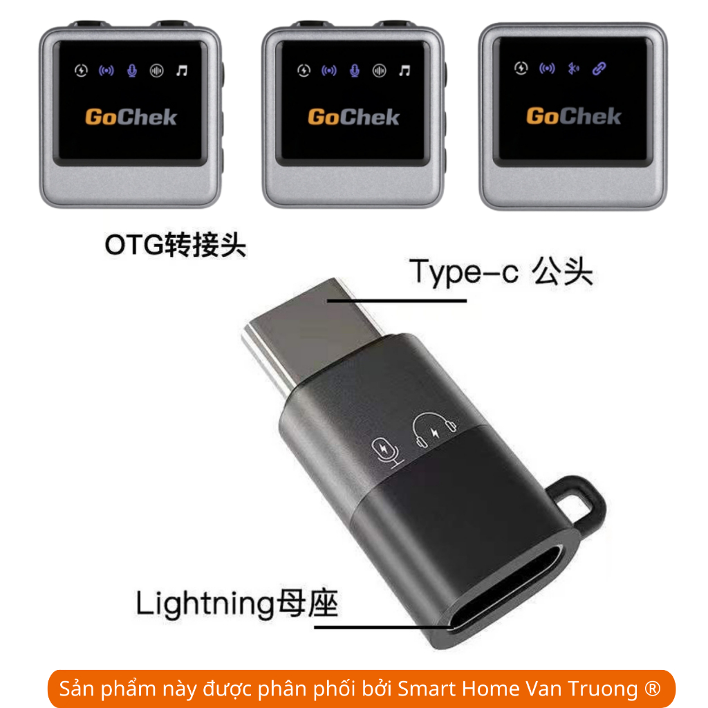 Đầu chuyển lP sang TYPE C cho micro thu âm không dây GOCHECK JBL BOYA ghi âm tai nghe.