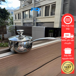 Quánh inox 304 Lunkai 12cm có nắp chống dính bếp từ sắt không gỉ 18/10 nguyên khối LK56