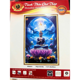 Tranh thêu chữ thập thêu kín Phật A Di Đà Mn6001 chưa thêu