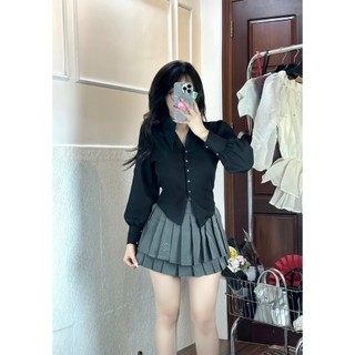 Áo Sơ Mi Ngắn Tay Dài Cúc Kiểu Tròn Xinh Xắn Shop Tiến Linh