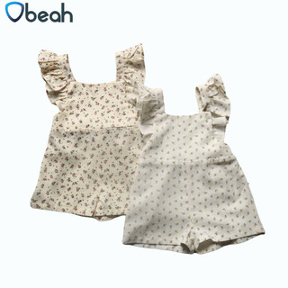 Jumpsuit cộc tay Obeah - Cho Bé gái bộ đồ liền thân linen họa tiết hoa nhí size cho bé từ 6-24m