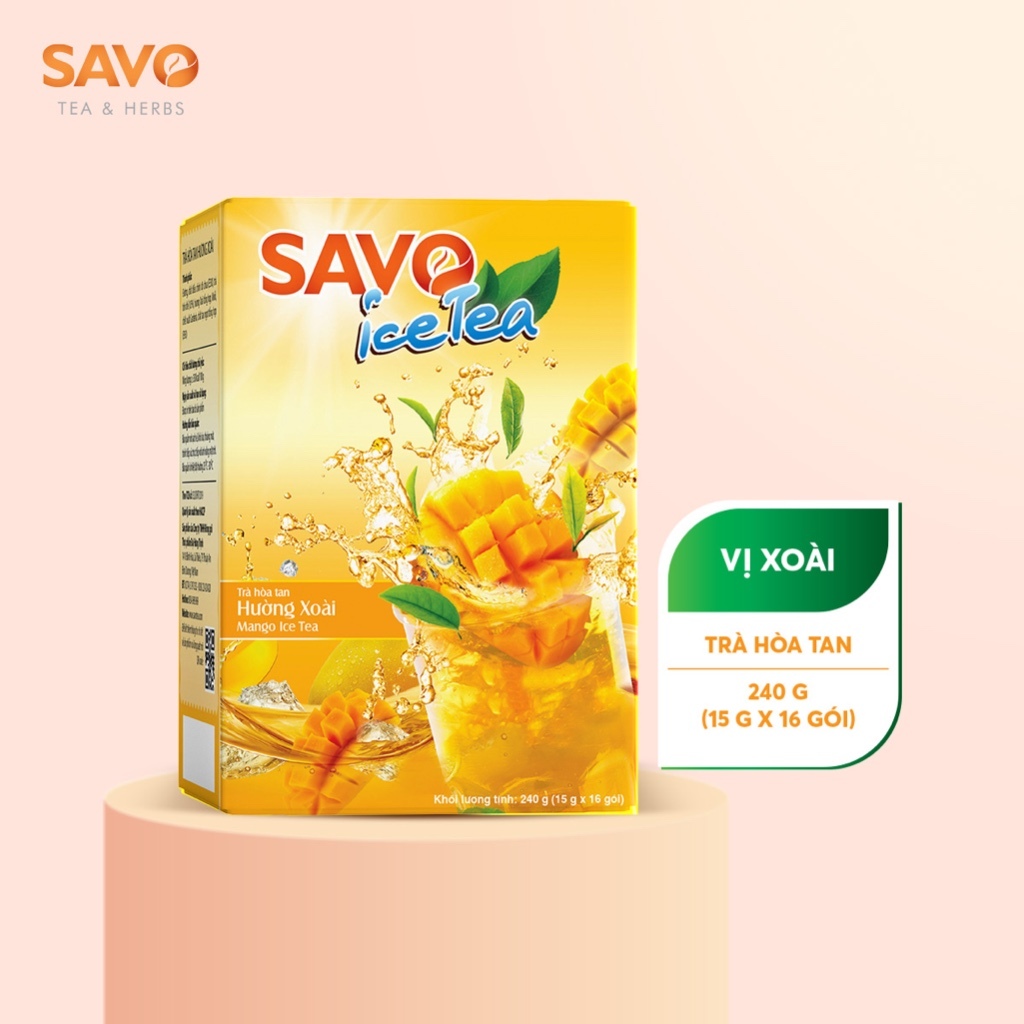 Trà Xoài Hòa Tan SAVO  - Hộp 16 gói x 15g