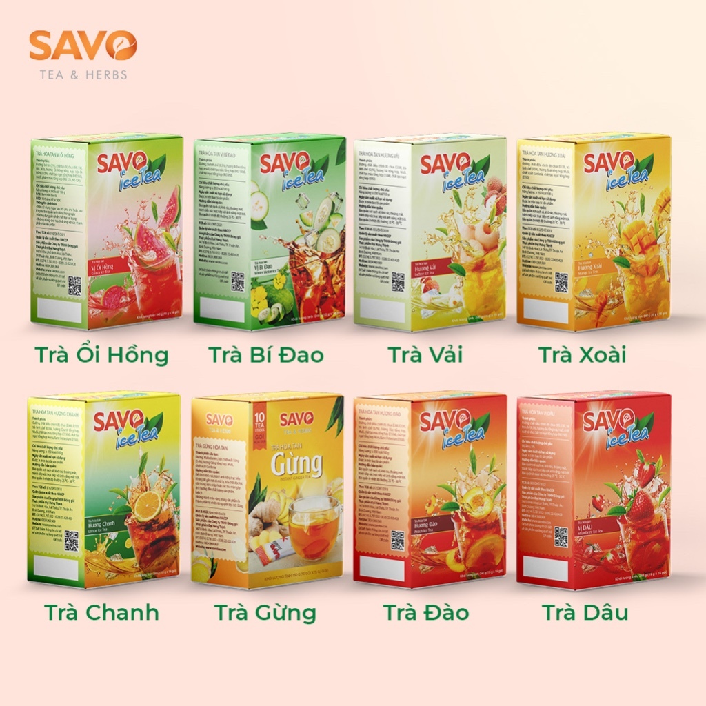 Trà Xoài Hòa Tan SAVO  - Hộp 16 gói x 15g
