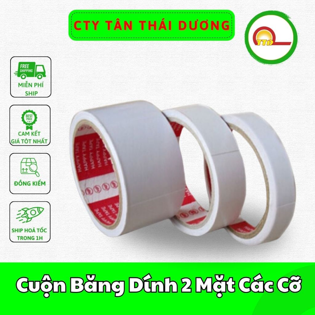 Cuộn Băng Dính 2 Mặt Các Cỡ_Dài 11 mét