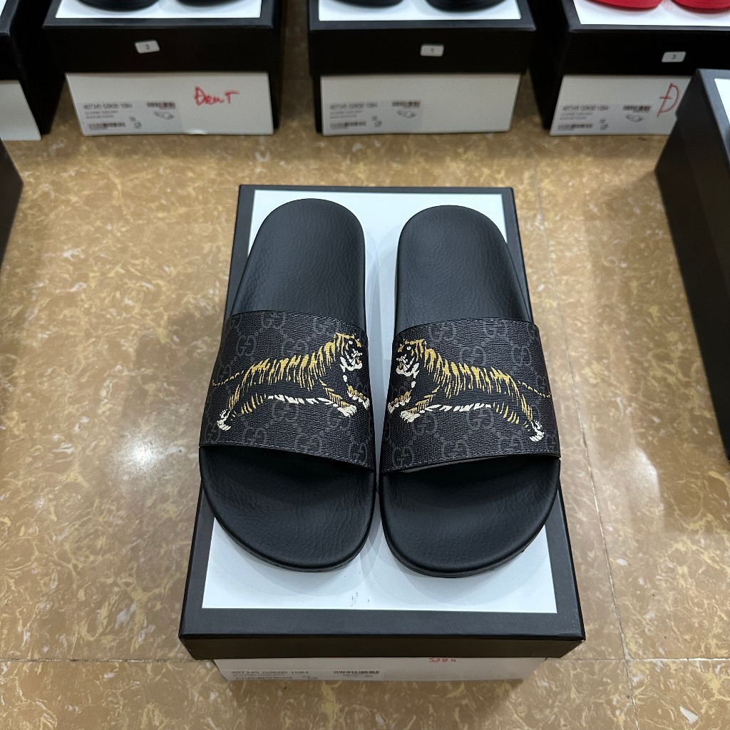 [ Check Web ] Dép lê quai Gucci Hổ bay họa tiết monogram LA on web fullbox bill thẻ