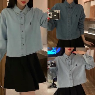 Áo sơ mi jean croptop nono rum - midistore