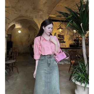 Áo Sơ Mi Nữ Trơn Vạt Thụng Basic Freesize Form Rộng