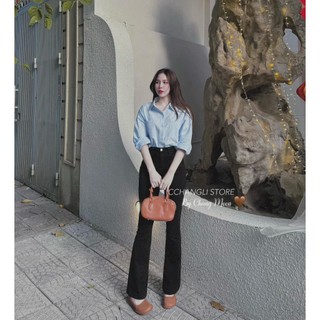 Áo Sơ Mi Nữ Trơn Vạt Thụng Basic Freesize Form Rộng